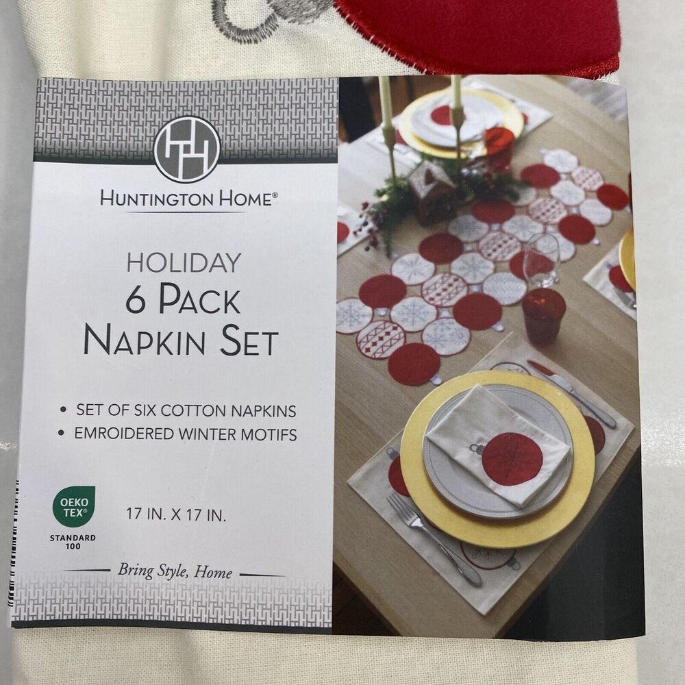 Aldi Christmas Ornaments Napkins Holiday Huntington Home 6pc Table